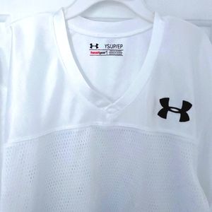 UNDER ARMOUR Heatgear Short Sleeve V- Neck Jersey Boys Y/S White Y/S